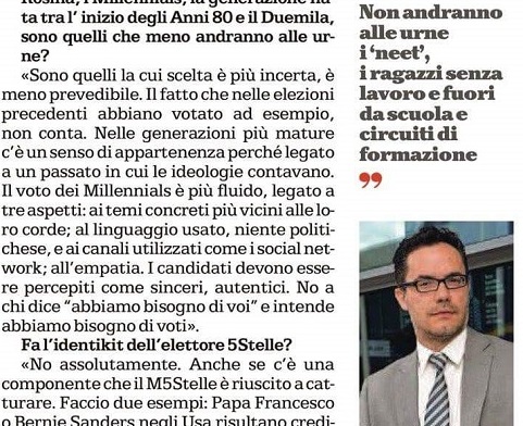 Rosina: “I Millennials cercano candidati credibili” LA REPUBBLICA