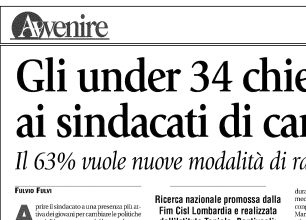 Gli under 34 chiedono ai sindacati di cambiare AVVENIRE