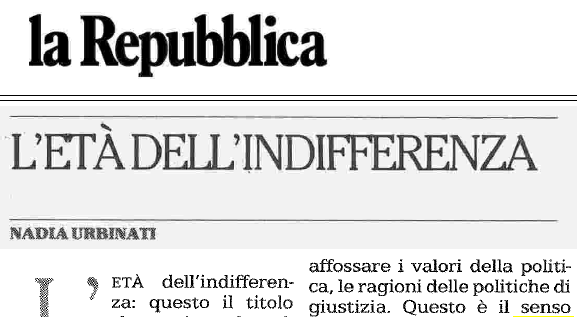 L’età dell’indifferenza LA REPUBBLICA