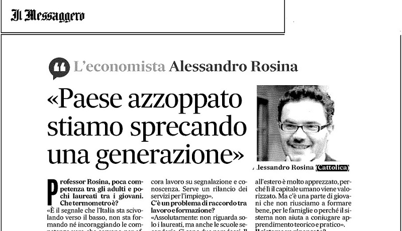 Paese azzopato. Stiamo sprecando una generazione IL MESSAGGERO