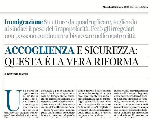 Accoglienza e sicurezza: questa è la vera riforma CORRIERE