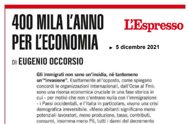 Alla nostra economia servono 400mila immigrati l’anno ESPRESSO