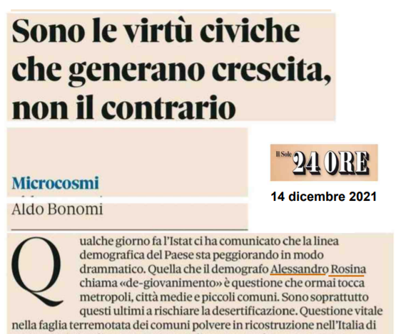 Sono le virtù civiche che generano crescita, non il contrario IL SOLE 24 ORE