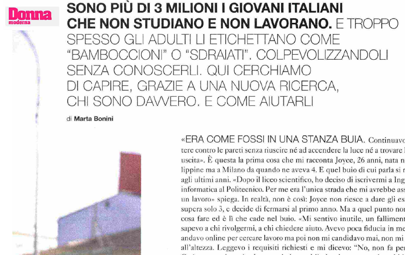 Sono più di 3 milioni i giovani che non studiano e non lavorano DONNA MODERNA - 19 Gennaio 2023