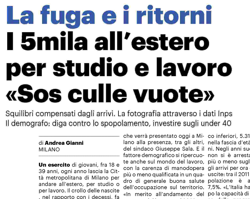 La fuga e i ritorni: 5mila giovani milanesi all’estero per studio e lavoro. E’ Sos culle vuote IL GIORNO