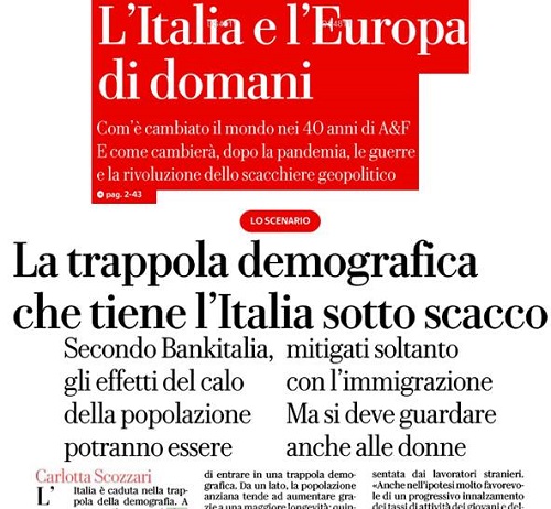 La trappola demografica che tiene l’Italia sotto scacco LA REPUBBLICA - 2 Marzo 2024